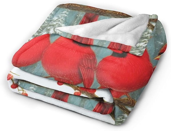 Cardinal Throw Blanket Red Bird Blanket Cardinal Soft Cozy Fleece Fuzzy Stuffed Plush Flannel Gifts for Girls Women Boys Kids Adults 40''x50''
