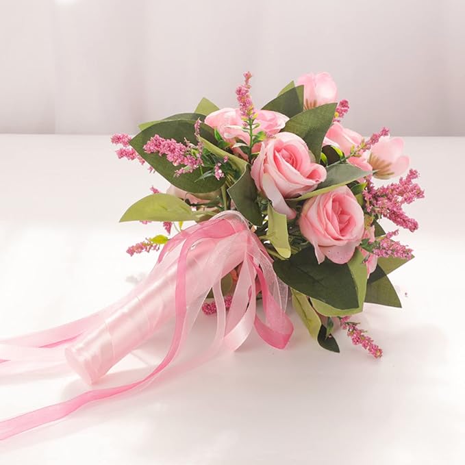 Ochine Bride & Bridesmaid Bouquets - Silk Hand Holding Flower Bouquet for Wedding, Bridesmaid, Valentines Day Decor
