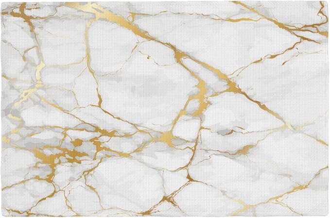Placemats 4 pcs Marble Double-Layer Imitation Linen Place Mats Non-Slip Heat-Resistant Tablemats for Home Restaurant Hotel 18×12 Inch