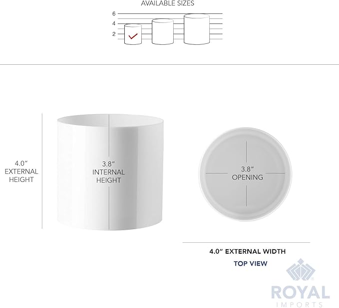 Royal Imports Flower Acrylic Vases Cylinders - Decorative Centerpiece Display for Home or Wedding - Non Breakable Plastic, 4" - White