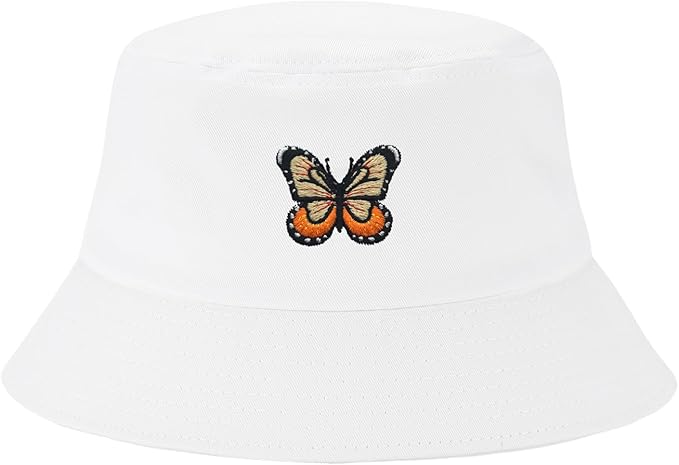 Fashion Embroidered Bucket Hat Cotton Summer Beach Sun Hat for Women Men Teen