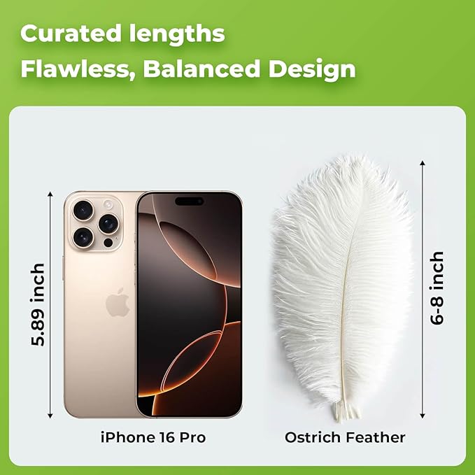 Piokio 20 pcs Natura White Ostrich Feathers Plumes 6-8 inch(15-20 cm) Bulk Wedding Party Centerpieces and DIY Clothes Decoration, Gatsby Decorations