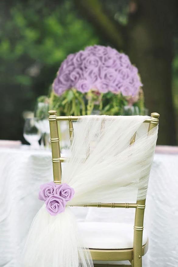 IPOPU 100Pcs Artificial Foam Roses Flowers Heads, 3in Stemless Lilac Foam Fake Flowers Bulk for Crafts, Wall Decorations, DIY Wedding Receptions, Bridal Shower, Faux Bouquets, Party Home Decor(Lilac)