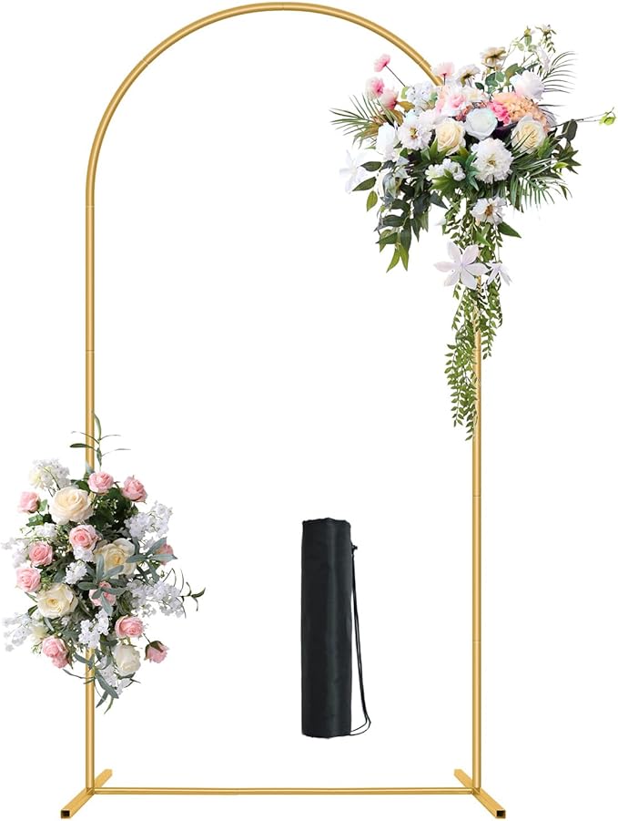 Metal Arch Backdrop Stand 7.2FT Gold Wedding Balloon Arched Backdrop Stand Square Arch Frame for Birthday Party Bridal Baby Shower Ceremony Decoration