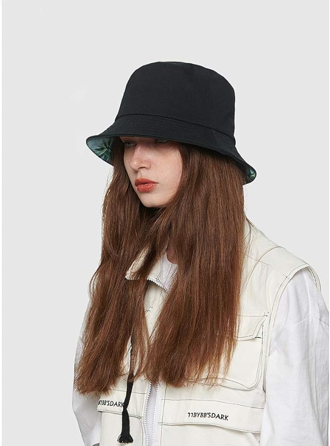 Malaxlx Unisex Bucket Hat Beach Sun Hat Aesthetic Fishing Hat for Men Women Teens, Reversible Double-Side-Wear