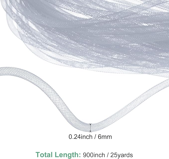 Mesh Tube Ribbon 25 Yards, 6mm Elastic Fabric Ribbons Mesh Tubing for Crafts/Gift Wrapping/Flower Bouquets/Wedding/Birthday/Holiday/Wreaths Christmas/Decoration[Taupe Gray]