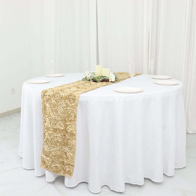 Efavormart Wonderland Rosette Premium Table Runners for Weddings Party Banquets Decor Fit Rectangle and Round Table - Champagne