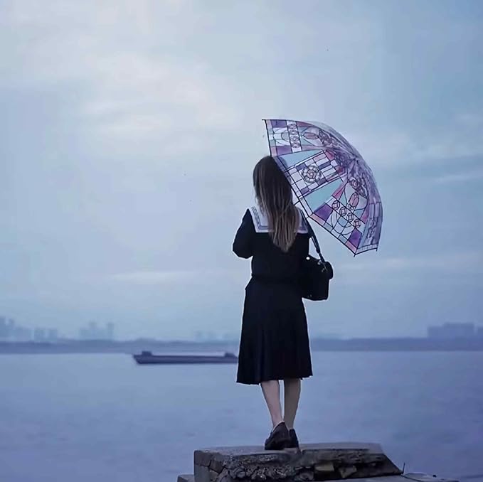 transparent vintage parasol umbrella, cute automatic folding umbrella totes umbrellas automatic open and close collapsible rain for women, compact eezy unique aesthetic for girl