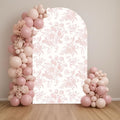 Arch Backdrop Cover Baby in Bloom Baby Shower Arch Stand Spandex Fabric Cover Blue Flowers Floral Pink Bows Girls Birthday Party Baptism Decorations (4X7.2ft,G-4032)