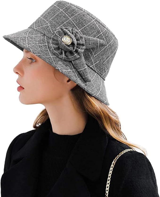 Glamorstar Cloche Hats for Women Vintage Bowler Hat Floral Fedora Bucket Hats