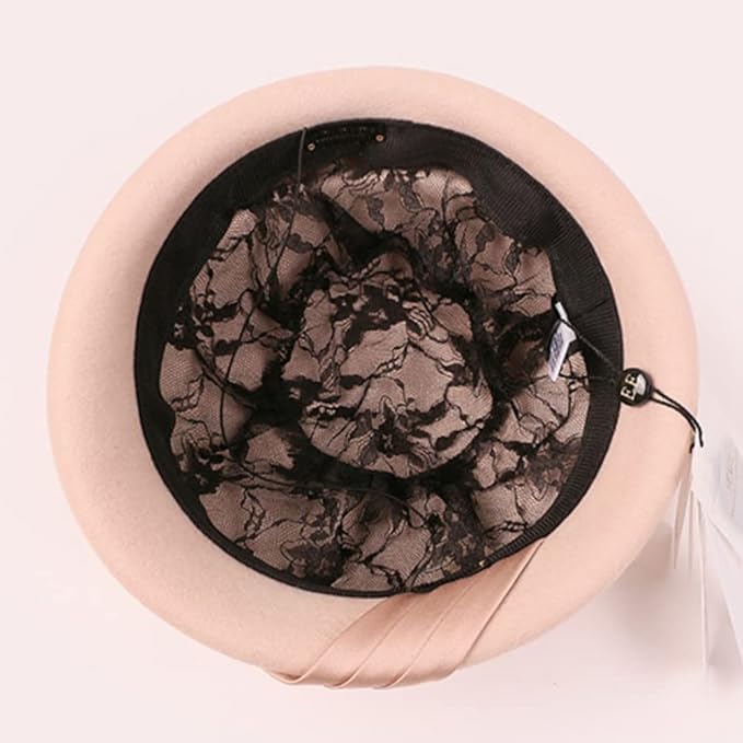 Women Wool Felt Ribbon French Fashion Vintage Millinery Beret Hats Top Cap Ladies Party Wedding Fedoras Chapeau