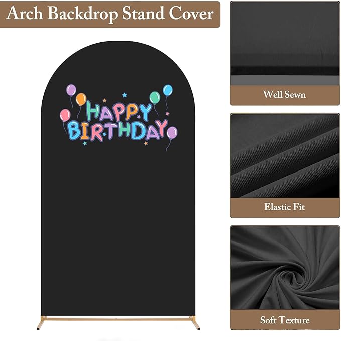 Set of 3 Metal Arch Backdrop Stand with Cover Set, (7.2FT, 6.6FT, 6FT Wedding Arch and Cover Set), Backdrop Arch for Party, Baby Shower, Birthday, and Graduation Ceremony