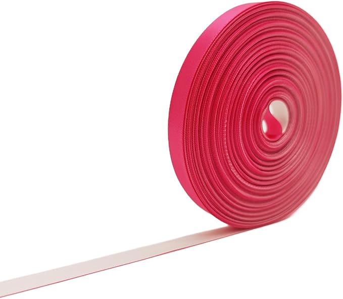 3/8 Ribbon, Hot Pink & Sand Beige Two-Tone Double Faced Satin Ribbon for Gift Wrapping, Flower Bouquet, Bow, Hair, Wedding, DIY Crafts, Holiday Party Decorations, 30 Yards Total