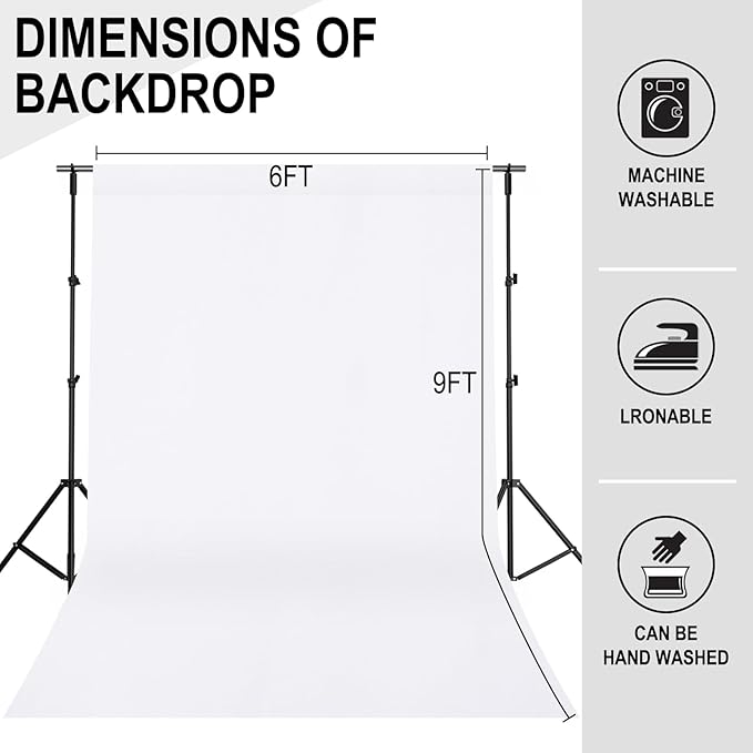 GFCC White Backdrop - 6FTX9FT White Photo Backdrop for Photoshoot Background for Photography Screen Video Recording Picture Background