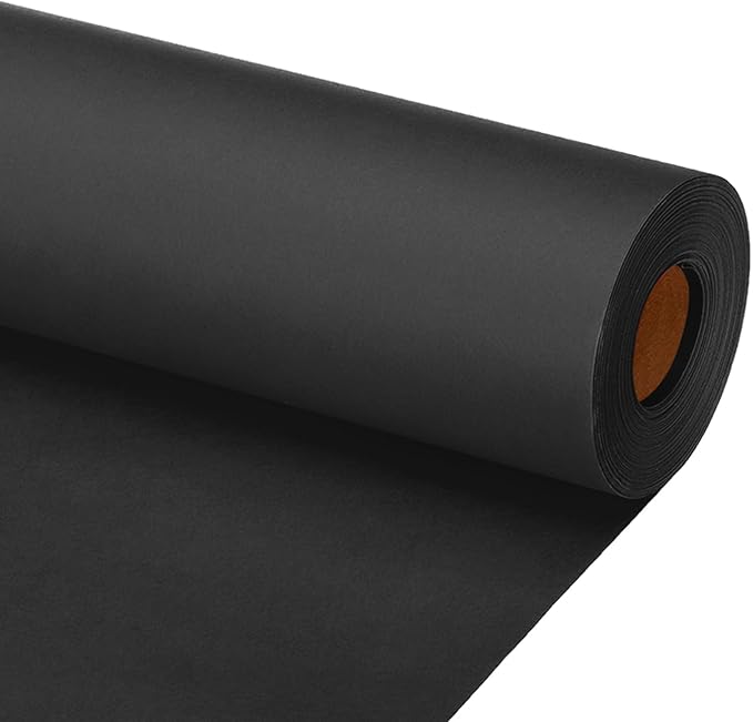 PATIKIL Wrapping Paper, 12"x1000"(80') Bulletin Board Paper Roll Kraft Paper Roll Construction 80GSM for Shipping Packing Gift Wrapping Craft Flower Bouquet Christmas, Black
