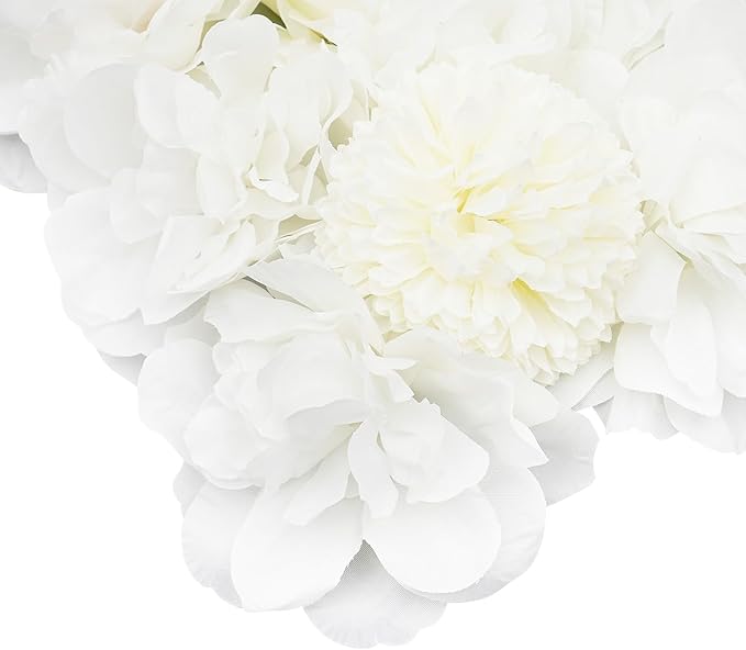 White Flower Wall White Flower Backdrop Artificial Flower Wall Backdrop 3D Floral Panels for Home Party Wedding Room Decoration 12 Pcs (38x38cm/White)