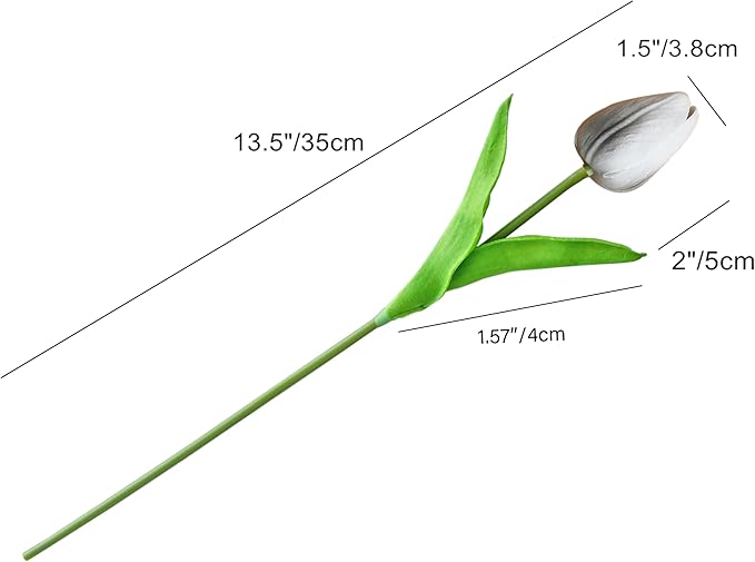 Mandy's Artificial Tulips 20 Stems Silver Grey PU Faux Flowers for Thanksgiving and Christmas Decorations Wedding Home Decor 13.5 Inch