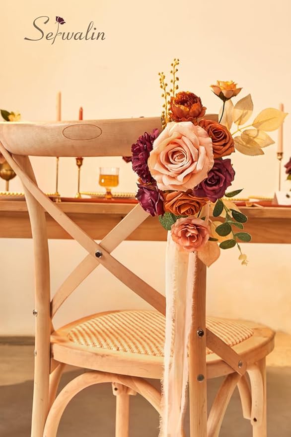 Serwalin Artificial Flowers Orange Marigold Fall Flowers Fake Wedding Cake Flowers for DIY Wedding Bouquets Bridal Shower Centerpieces Floral Arrangement Home Decor