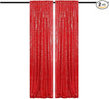 Red Sequin Backdrop Curtains Glitter Drapes 2FTx8F 2 Panels for Wedding Birthday Party Decorations Bridal Baby Shower Party Supplies Sparkly Photography Background