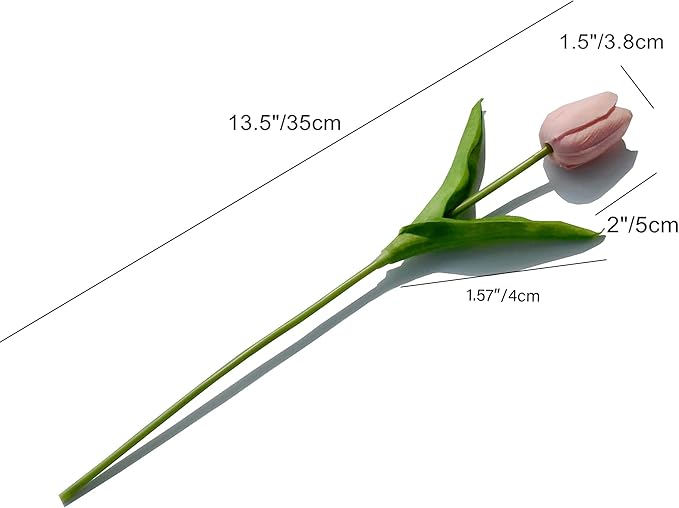 Mandy's Artificial Tulips 20 Stems Pink PU Faux Flowers for Thanksgiving and Christmas Decorations Wedding Home Decor 13.5 Inch