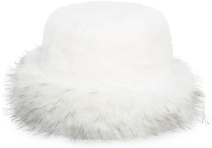 Fuzzy Bucket Hats for Woman Fur Winter Hat Fluffy Warmer Fisherman Cap