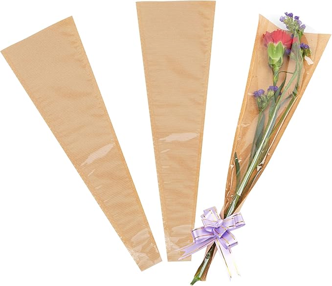 Paper Flower Bags For Bouquets Small Floral Plastic Flower Sleeves For Bouquets Gift Bags 50pcs S-Original