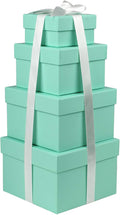 Briful Square Gift Boxes with Lids Set of 4 Teal Green Gift Box Assorted Sizes Nesting Gift Boxes for Presents Birthday Bridesmaid Wedding Valentines Christmas Party Favor Boxes