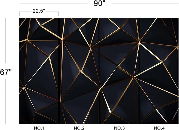 Eierme-Polygonal Pattern Luxury Dark Blue with Gold Abstract Background Peel and Stick 90" x 67"