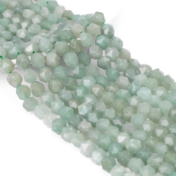 Faceted Natural Green Aventurine Jade Stone Round Beads 8mm 36cm/Strand for Jewelry Making