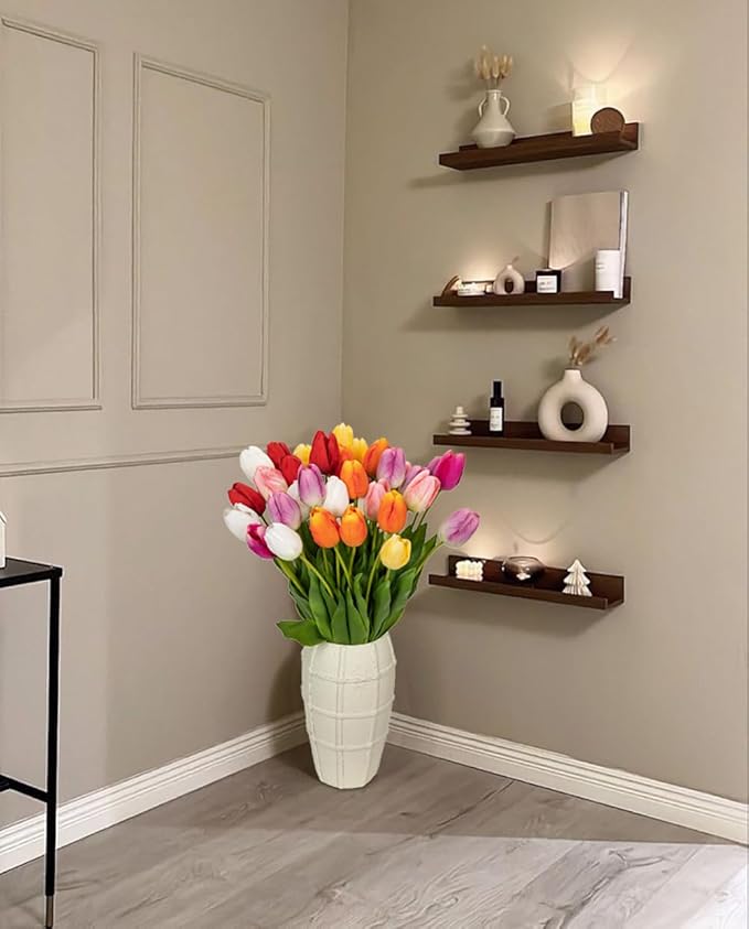 6PCS 23" Fake Tulip Flowers Artificial Yellow Tulips Long Stem Faux Flower, Silk Flower Décor for Floral Arrangement Home Farmhouse Wedding Decoration