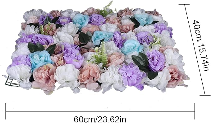 12Pcs 15.75" x 23.62x 0.79 Artificial Flower Wall Panels,Flower Wall Mat Silk Flower Panels for Outdoor Garden Backyard Fence Fence Privacy Screen and Indoor Wall Decor