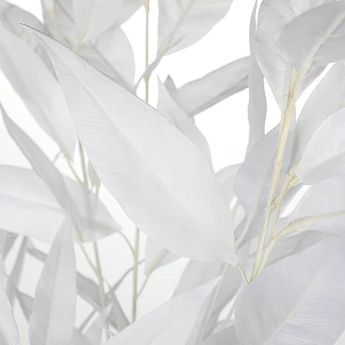 DILATATA 32 inch White Artificial Eucalyptus Spray Fall Eucalyptus Leaves Autumn Leaf Branches Faux Fall Stems for Floral Arrangement Autumn Festival Thanksgiving Decor