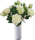 ATFL Ivory White Flowers, Ivory Roses,6 Pcs Faux Silk Real Touch Moisturizing Artificial Rose Flowers for Decoration DIY, Wedding Party, Home Office Decoration and Dining Table Centerpiece (6, White)
