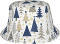 Christmas Navy Blue Tree Bucket Hat Novelty Sun Hats Trendy Fisherman Cap for Men and Women