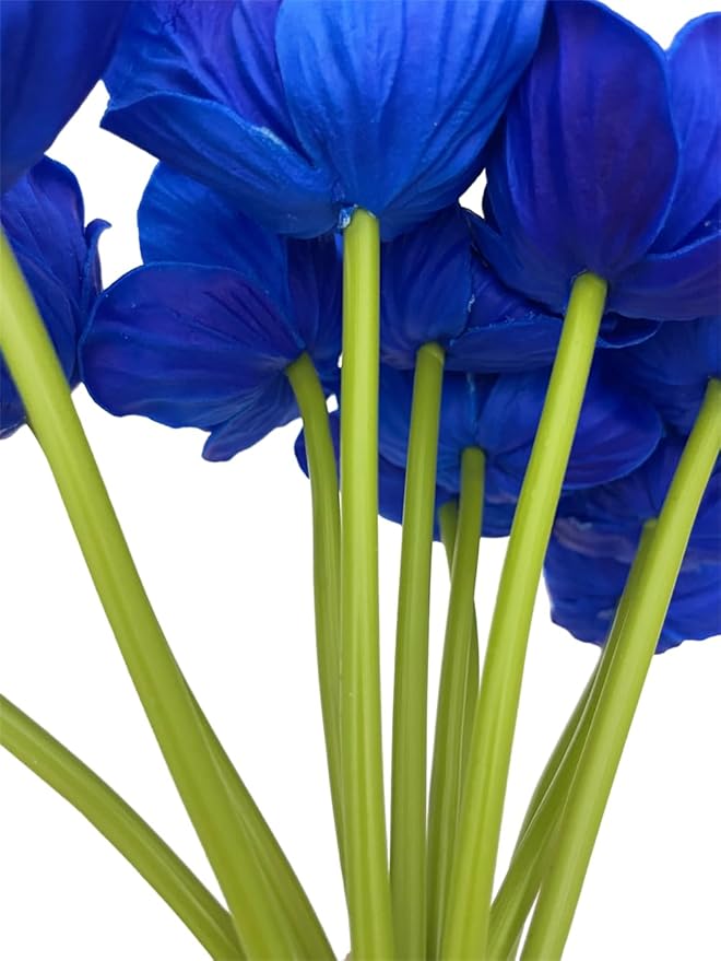 14Pcs Real Touch Anemone Poppy Bouquet for Artificial Flower Decor Kitchen Table Centerpiece Vase Home Greenery Wedding Holding Flowers Backdrop Arch Wall (Deep Blue)