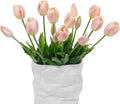 15 Pcs Meat Pink Artificial Flowers Tulips Real Touch Latex Plastic Soft Faux Bouquets for Party, Wedding, Home, Room, Garden Decor