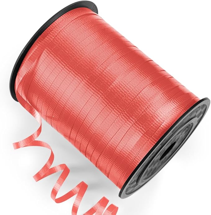500 Yards Curling Ribbon Red, 1/5" Wide Crimped Red Curling Ribbons - Perfect for Gift Box Wrapping, Florist Flowers, Birthday Party Decorations, and Balloon String for Halloween, Christmas