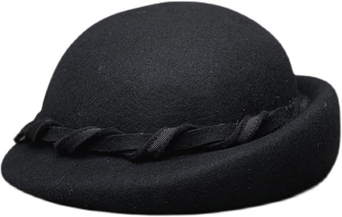 ORIDOOR Women Vintage 100% Wool Felt Flowers Bucket Cloche Bowler Hat Church Wedding Beret Hat