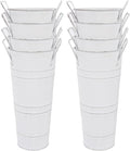 Set of 8 Small Galvanized Metal Vases for Flowers,Small Galvanized Flower Bucket,Metal Flower Vase with Handles for Home Decor and Wedding Table Centerpiece Decorations (White,10'' Height)