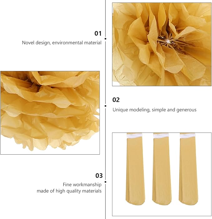 10 Pcs Metallic Paper Pom Poms Flower Balls Party Decoration Hanging Wall Ornament for Wedding Birthday Shower Home Celebration Easy to Hang and Cluster