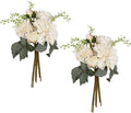 2 Bouquets White Artificial Peonies Combo Faux Dahlia Flowers 18stems Faux Flowers for Vase White Fake Flowers for Home Decoration Wedding Decoration Bride Bouquet (White)