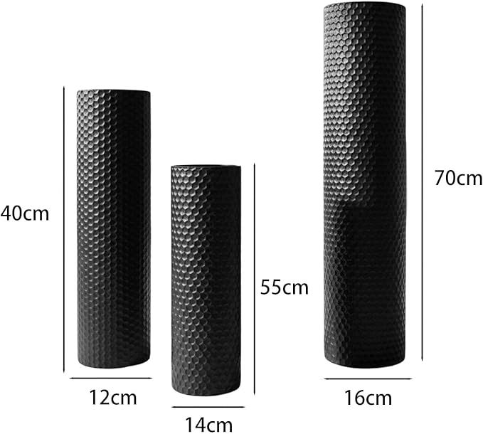Fenteer 3X Floor Vases Set Floor Standing Ornament Creative Modern Metal Decorative Cylinder Vase Flower Container for