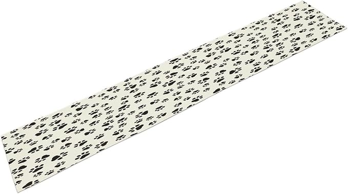 Dog Paws Table Runner,Cartoon Cute Black White Animal Footprints Abstract Tablecloth Burlap for Hotel Indoors Outdoor Dining Room Kitchen Home Decor,W13X L90 in