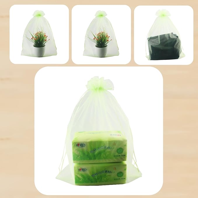 QIANHAILIZZ 50 Pack 12 x 16 Inch Drawstring Jewelry Gift Organza Bags Plant Covers Plants Protection Bag D5B (A-APPLE)