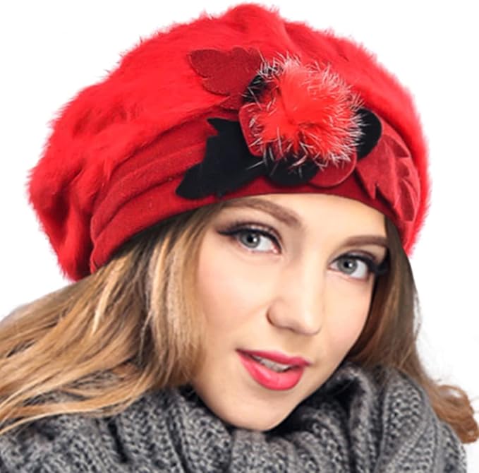 VECRY Women's 100% Wool Bucket Hat Felt Cloche Beret Dress Winter Beanie Hats