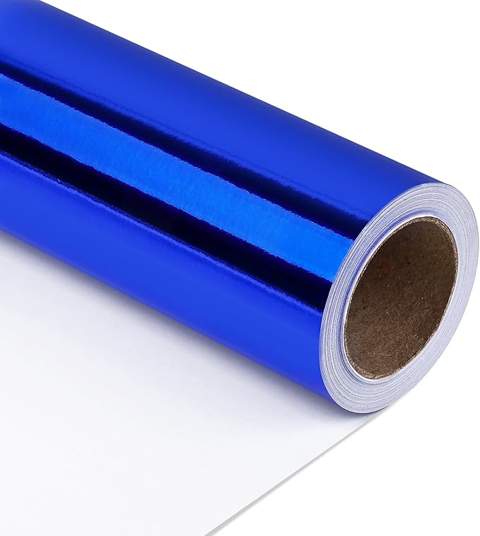NESCCI Royal Blue Metallic Wrapping Paper, Solid Color Paper,Gift Wrapping Paper,Perfect for Wedding,Valentine's Day,Birthday, Christmas,Baby Shower,DIY Bouquet (17.5 Inches X 32.8 Feet)