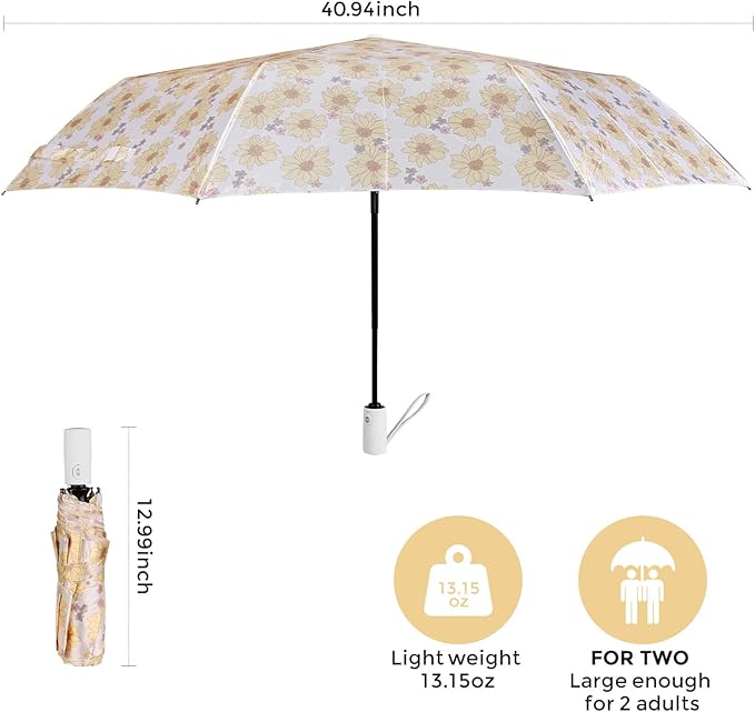 Umbrella Windproof Travel Umbrellas for Rain - Easy Auto Open Close, Durable & Compact Umbrella, Strong Metal Frame, Windproof and Waterproof Umbrella for Travel