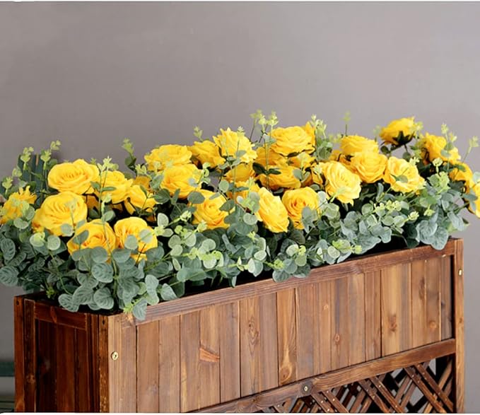 Jasion Artificial Roses Flowers 10 Heads Arrangement Silk Bouquet Glorious Meanings for Home Office Parties and Wedding Decoration (Yellow)