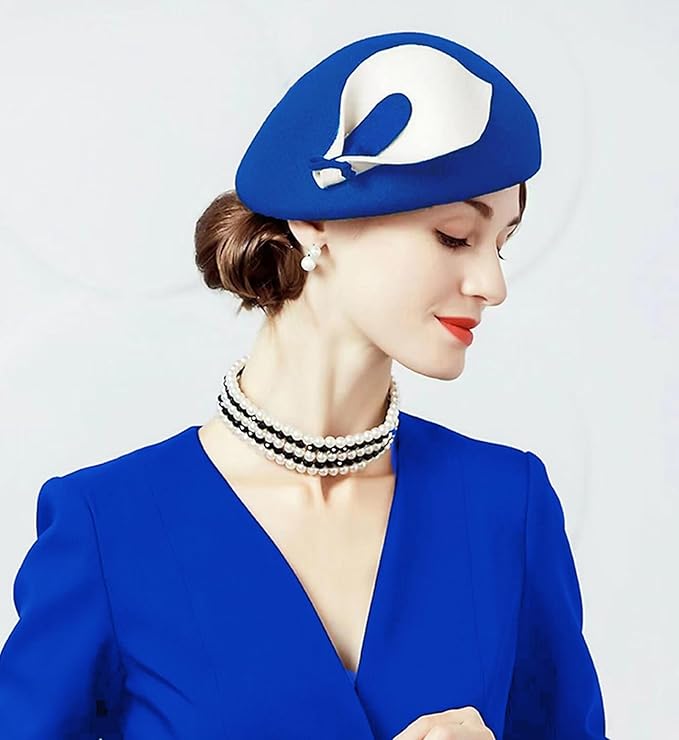 ORIDOOR Women Vintage 100% Wool Felt Flowers Bucket Cloche Bowler Hat Church Wedding Beret Hat