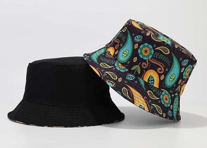 Quanhaigou Bucket Hat for Men Women,Packable Reversible Printed Sun Hats,Fisherman Outdoor Summer Travel Hiking Beach Caps